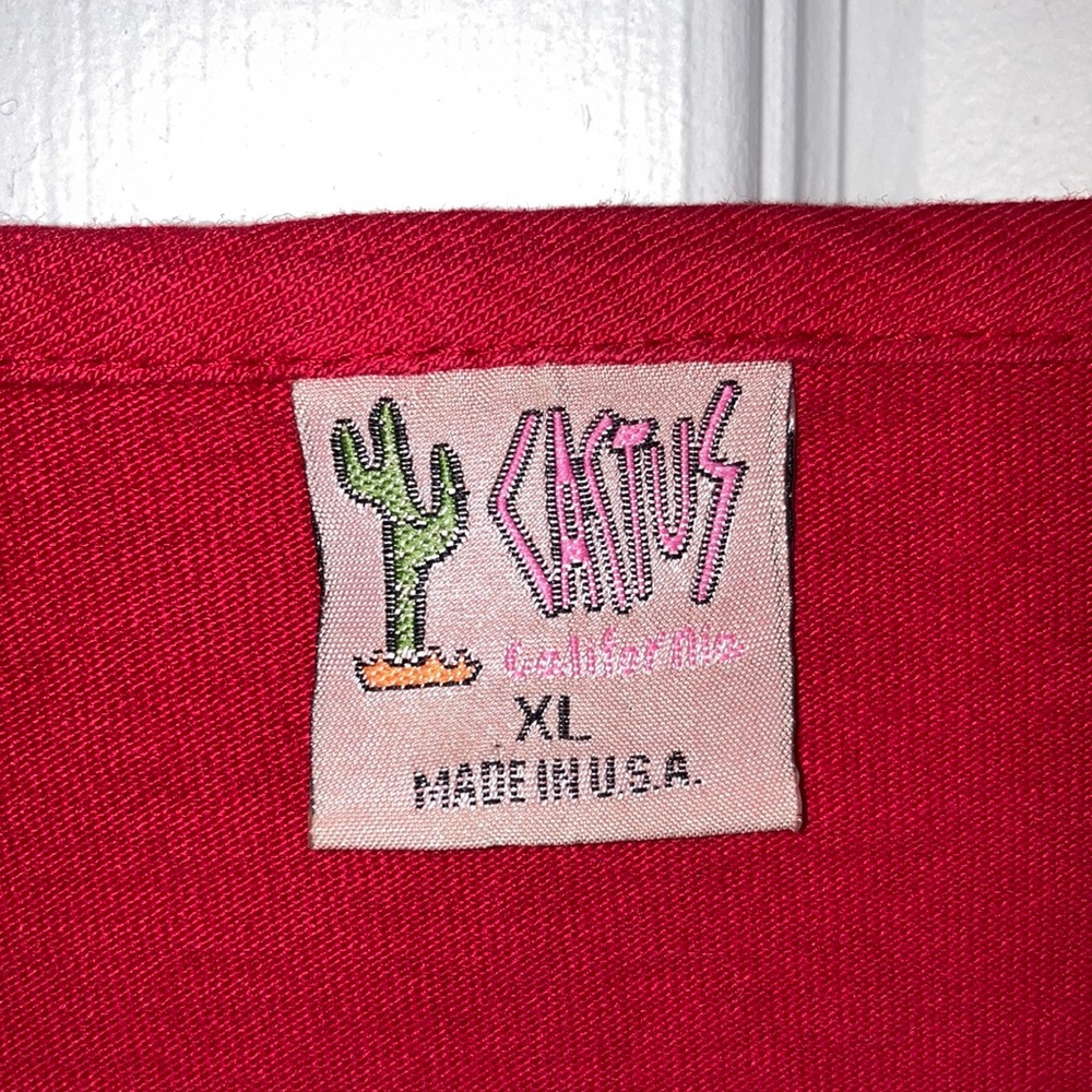 VTG. CACTUS CA. XL red fringed top w/thin shoulder pads, 3/4 sleeves $15 - Picture 3 of 4
